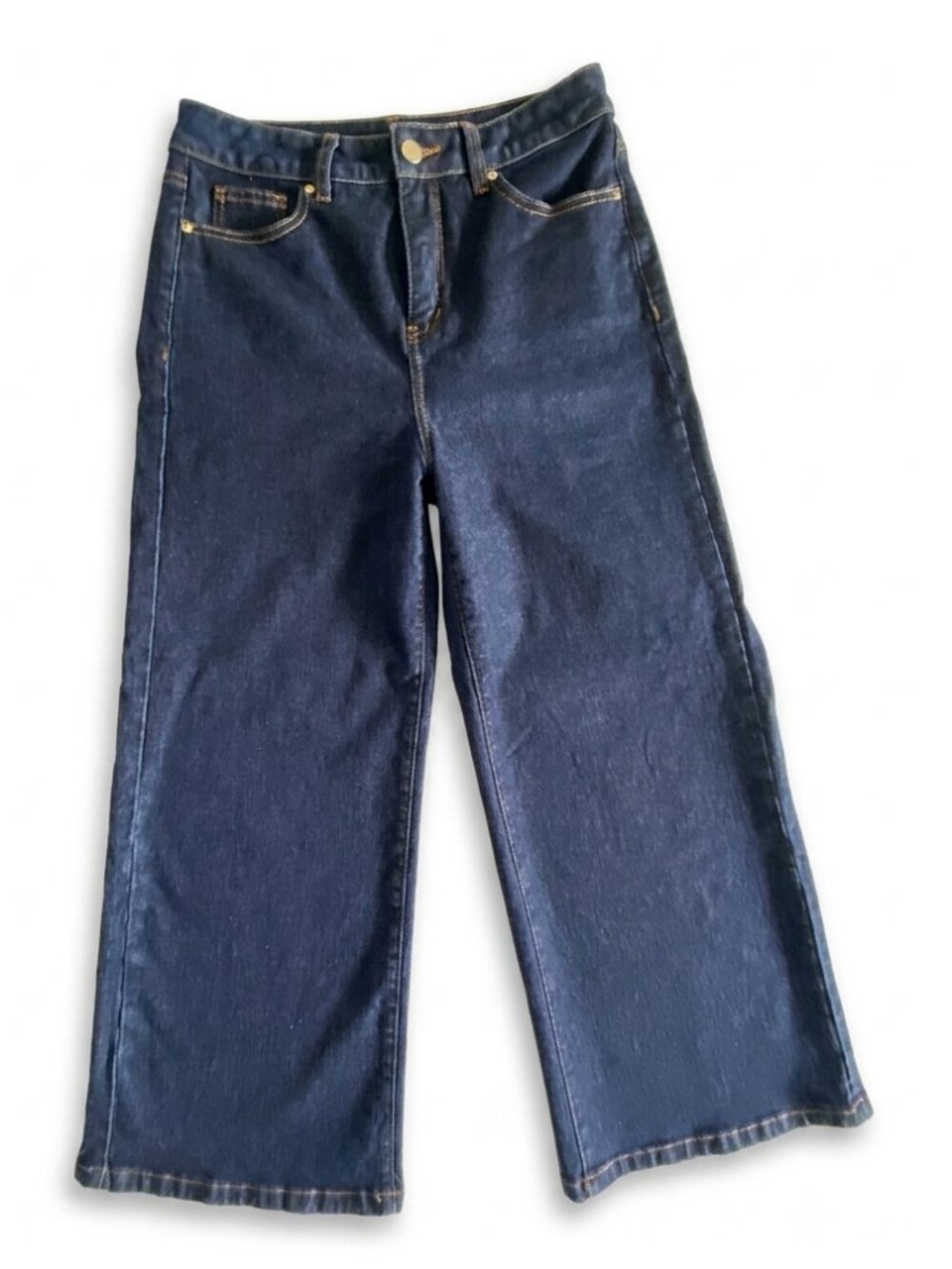 RW & CO> High Rise Wide Leg Cropped Jeans Dark Wash Sz 6-27 ECU